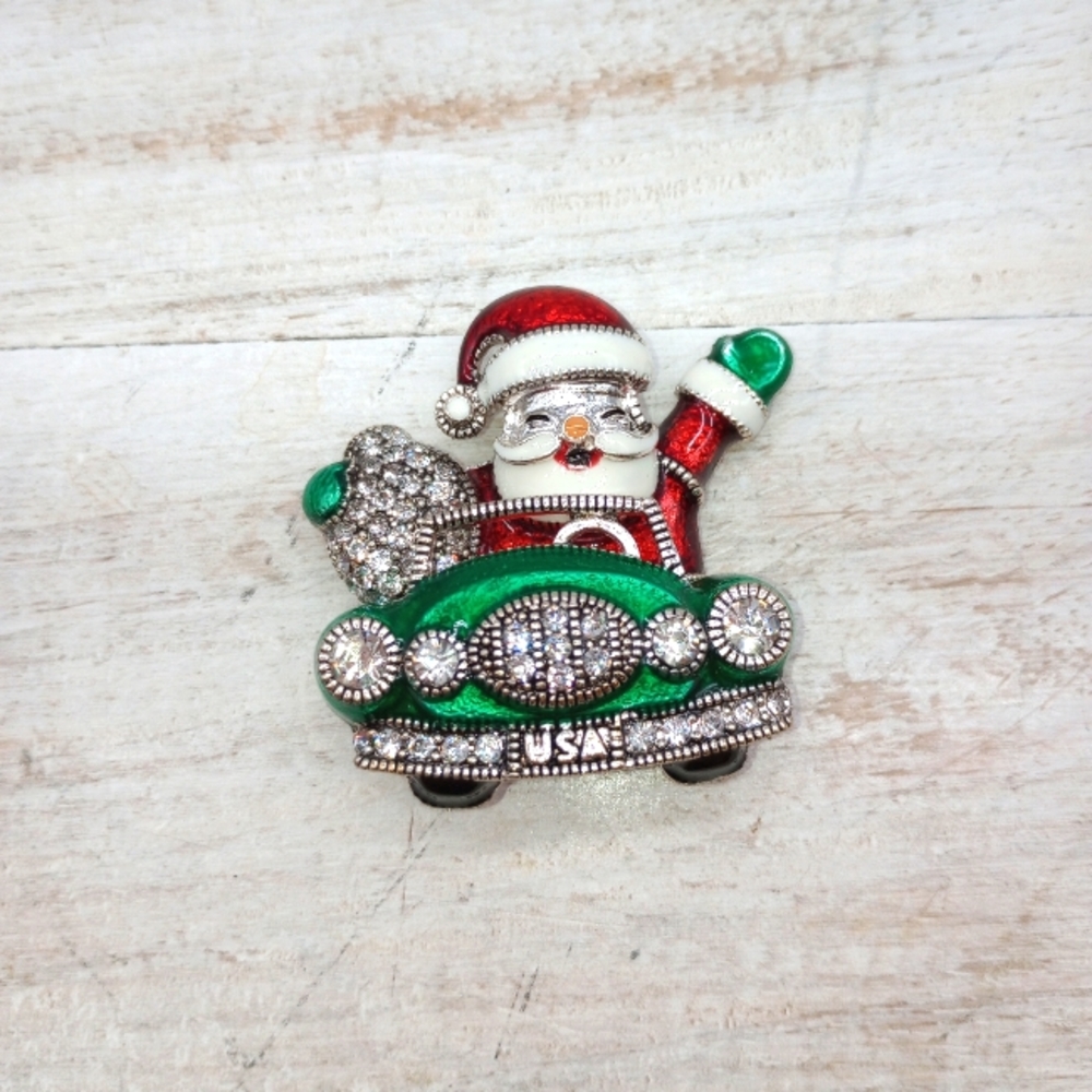Dana Buchman Christmas Santa in Car Pin